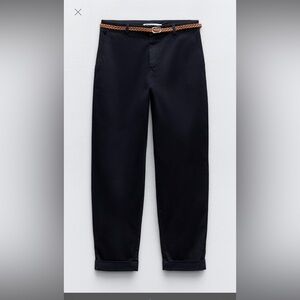 BRAIDED BELTED CHINO PANTS